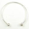 Brass Ball End Cuff Bangle, plated 3mm, Inner Approx 56mm Approx 7 Inch 