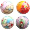 Smooth Cloisonne Beads, with flower pattern & mixed, 16mm 