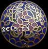 Smooth Cloisonne Beads, Flat Round, with flower pattern Approx 1.5mm 