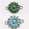 Enamel Zinc Alloy Connector, Flower, plated, with rhinestone Approx 3mm 