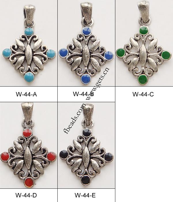 Zinc Alloy Enamel Pendants, Rhombus, plated, more colors for choice, 15x15x2mm, Sold By PC