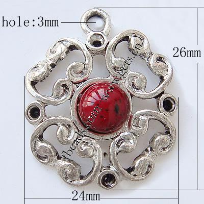 Zinc Alloy Enamel Pendants, Flower, plated, more colors for choice, 26x24x4mm, Hole:Approx 3mm, Sold By PC