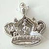 Zinc Alloy Crown Pendants, plated nickel, lead & cadmium free Approx 1mm 
