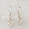 Freshwater Pearl Cluster Earring, with Crystal, sterling silver earring hook, white, 5mm .6 Inch 