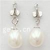 Freshwater Pearl Drop Earring, sterling silver post pin, white 