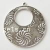 Zinc Alloy Flat Round Pendants, Donut, plated, with flower pattern Approx 2mm 