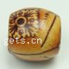 Printing Wood Beads, Drum, with flower pattern 12mm Approx 4mm 