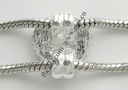 Perles European de stras d'alliage de Zinc , coeur, Placage, sans filetage & avec strass & double trou, plus de couleurs à choisir, 10x12mm, Trou:Environ 4.5mm, Vendu par PC