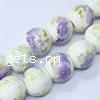 Porcelaine, European Perles , porcelaine, Rond, impression, sans filetage, violet, 12mm Environ 6mm, Vendu par PC