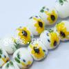 European Porcelain Beads , Round, printing, without troll, yellow, 12mm Approx 6mm 