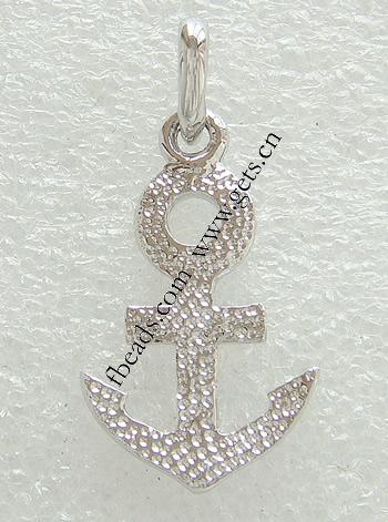Zinc Alloy Ship Wheel & Anchor Pendant, plated, nautical pattern & with rhinestone, more colors for choice, 27x17x2.5mm, Hole:Approx 3.5mm, Sold By PC