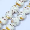 Perles porcelaine D, Rond, avec le motif de fleurs & décalque, 12mm Vendu par sac