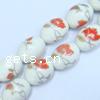 Perles porcelaine D, ovale, avec le motif de fleurs & décalque Environ 3mm, 1000/PC, Vendu par PC