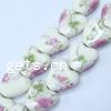 Perles porcelaine D, coeur, avec le motif de fleurs & décalque Environ 3mm, Vendu par PC