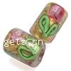 Gold Foil Lampwork Beads, tube, with inner flower pattern Approx 2MM 