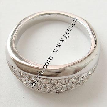 Rhinestone Zinc Alloy Finger Ring, plated, different size for choice & with rhinestone, more colors for choice, 9mm, Sold By PC
