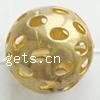 Hollow Brass Beads, Round, plated 21mm Approx 3mm 