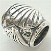 No Troll Thailand Sterling Silver European Beads, Drum, without troll Approx 5mm 