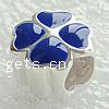 Enamel Sterling Silver European Beads, 925 Sterling Silver, Four Leaf Clover, plated, without troll Approx 4.7mm 