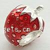 Enamel Sterling Silver European Beads, 925 Sterling Silver, Strawberry, plated, without troll Approx 5mm 