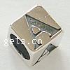 Thailand Sterling Silver European Alphabet Beads, Cube, with letter pattern & without troll Approx 4mm 