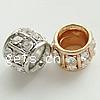 Rhinestone Zinc Alloy European Beads, Drum, plated, without troll & with rhinestone Approx 7mm 