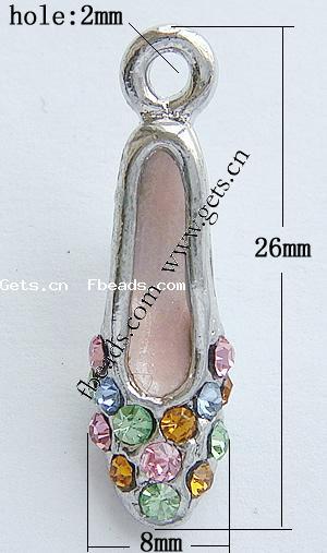 Zinc Alloy Shoes Pendants, with enamel, plated, enamel, more colors for choice, 26x8mm, Hole:Approx 2mm, Sold By PC