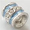 Enamel Zinc Alloy European Beads, Tube, plated, without troll & with rhinestone & large hole Approx 4.2-4.5mm 
