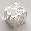 Enamel Sterling Silver European Beads, 925 Sterling Silver, Cube, plated, with troll Approx 4.2-4.5mm 
