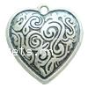 Zinc Alloy Heart Pendants, plated nickel, lead & cadmium free Approx 2mm, Approx 