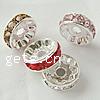 Rondelle Rhinestone Spacer, Brass, rack plating, with Mideast rhinestone Grade AAA Approx 2mm 