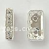 Rectangle Rhinestone Spacer, Brass, plated, with Mideast rhinestone Approx 2mm 