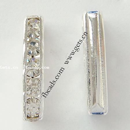 Rectángulo Rhinestone Spacer, metal, Rectángular, chapado, 3-aro & con diamantes de imitación de Mideast, más colores para la opción, 19x4mm, agujero:aproximado 2mm, 500PCs/Bolsa, Vendido por Bolsa