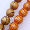Dyed Wood Beads, Round, painted, large hole & stripe 16mm Approx 3mm 
