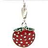 Enamel Sterling Silver Pendants, 925 Sterling Silver, Strawberry, with lobster clasp, red 