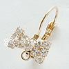 Brass Lever Back Earring Wires, Bowknot, plated, with loop & with rhinestone Approx 2mm 