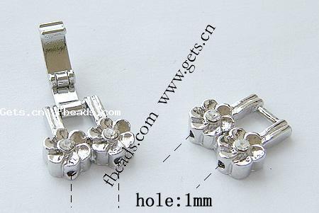 Zinc Alloy Watch Band Clasp, Flower, plated, with rhinestone, more colors for choice, nickel free, 26x12x4mm, Hole:Approx 1mm, Sold By PC