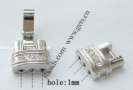Cinc aleación corchete del relojo, aleación de zinc, chapado, con diamantes de imitación, más colores para la opción, libre de níquel, plomo & cadmio, 25x12x4mm, agujero:aproximado 1mm, Vendido por UD