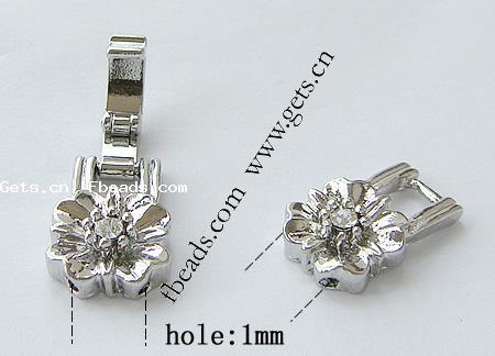 Zinc Alloy Watch Band Clasp, Flower, plated, with rhinestone, more colors for choice, nickel, lead & cadmium free, 35x11x4.5mm, Hole:Approx 1mm, Sold By PC