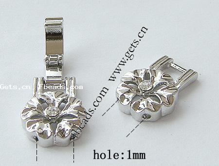 Zinc Alloy Watch Band Clasp, Flower, plated, with rhinestone, more colors for choice, nickel, lead & cadmium free, 35x12x4mm, Hole:Approx 1mm, Sold By PC
