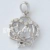 Cubic Zirconia Sterling Silver Pendants, 925 Sterling Silver, Heart, plated, with cubic zirconia Approx 3.5mm 