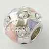 Enamel Zinc Alloy European Beads, Drum, plated, with troll & with rhinestone Approx 4.5mm 