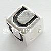 Sterling Silver European Alphabet Beads, 925 Sterling Silver, Cube, plated, with letter pattern & without troll Approx 5.5mm 