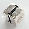 Sterling Silver European Alphabet Beads, 925 Sterling Silver, Cube, plated, with letter pattern & without troll Approx 5mm 