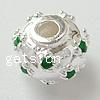 Enamel Sterling Silver European Beads, 925 Sterling Silver, Drum, plated, without troll Approx 3.2mm 