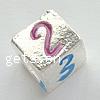 Enamel Zinc Alloy European Beads, Cube, without troll & large hole Approx 6mm 