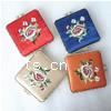 Silk Cosmetic Mirror, Square, with flower pattern, mixed colors 