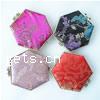 Silk Cosmetic Mirror, Polygon, with flower pattern, mixed colors 