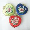 Silk Cosmetic Mirror, Heart, with flower pattern, mixed colors 