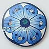 Polymer Clay Jewelry Pendants, Flat Round, with flower pattern & with rhinestone Approx 1mm 